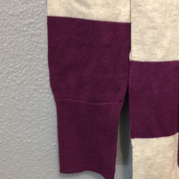 Halogen striped cardigan sweater Women's XS Purple white button V neck top - Picture 4 of 11